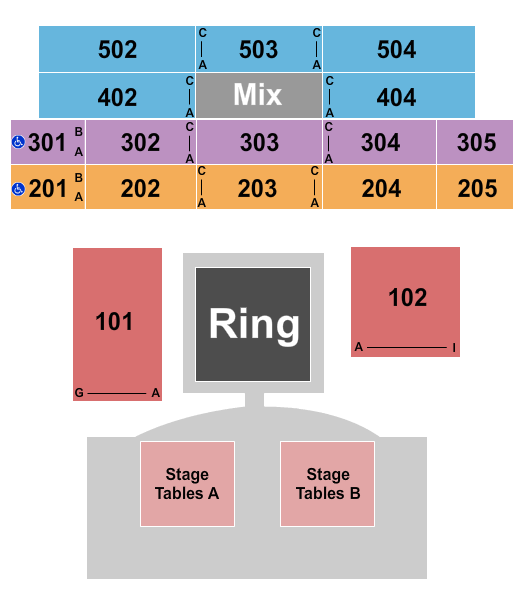 Sound Waves at Hard Rock Hotel & Casino - Atlantic City Seating Chart: Boxing with Stage Tables