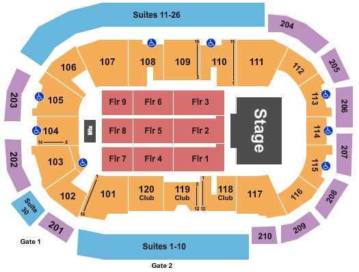 South Okanagan Events Centre Seating Chart: End Stage