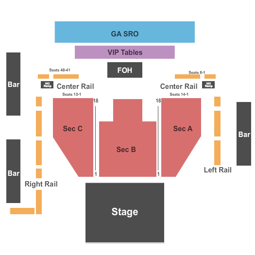 South Side Ballroom at Gilley's Seating Chart: End Stage
