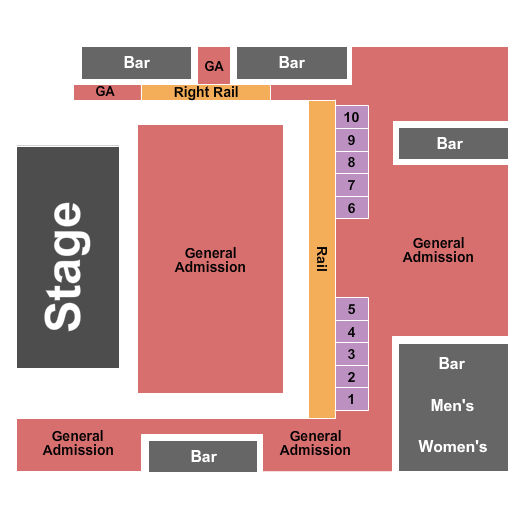 South Side Ballroom at Gilley's Seating Chart: GA & Tables