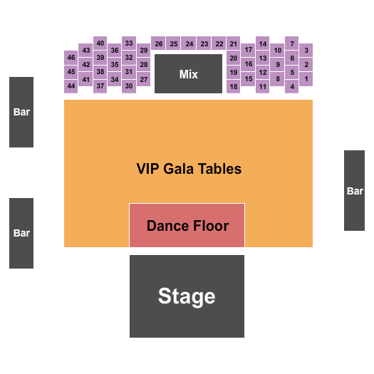 South Side Music Hall at Gilley's Seating Chart: Gala Tables