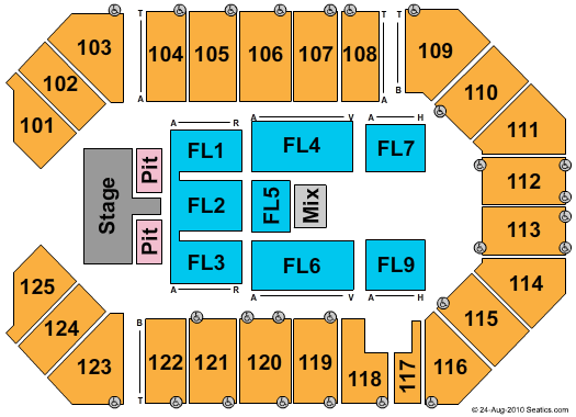 The Corbin Arena - KY Seating Chart: End Stage Pit