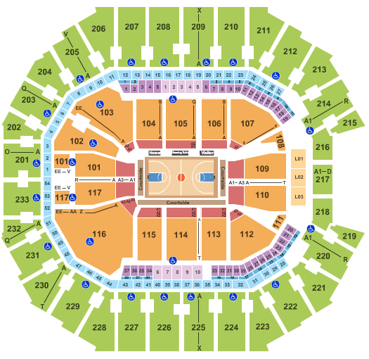 Spectrum Center Seating Chart: Basketball