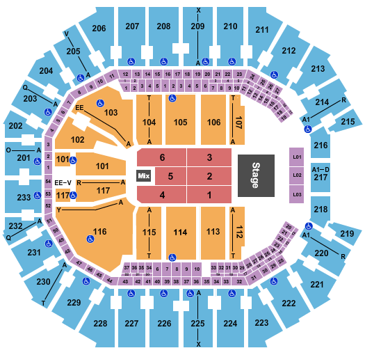 Spectrum Center Seating Chart: Endstage-2