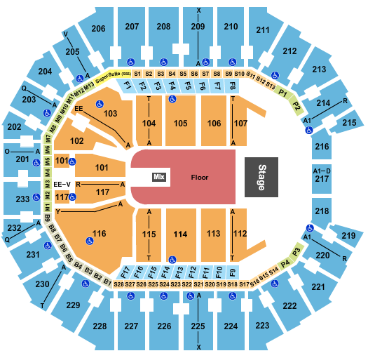 Spectrum Center Seating Chart: Endstage GA 2