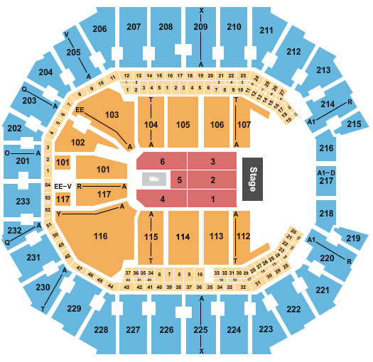 Spectrum Center Seating Chart: Endstage 3