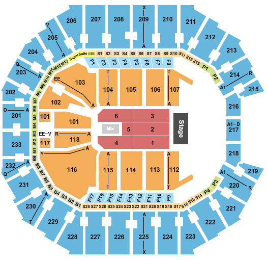 Spectrum Center Seating Chart: Endstage 3