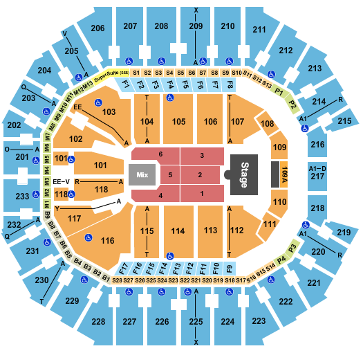 Spectrum Center Seating Chart: Endstage 6