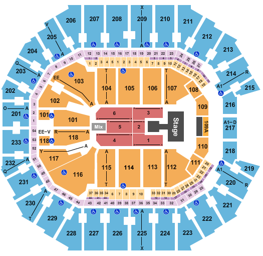 Spectrum Center Seating Chart: Endstage Rsvd w/ Catwalk