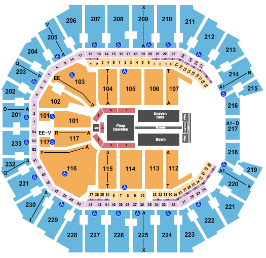 Spectrum Center Seating Chart: Gold Over America