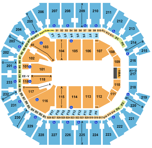 Spectrum Center Seating Chart: Open Floor
