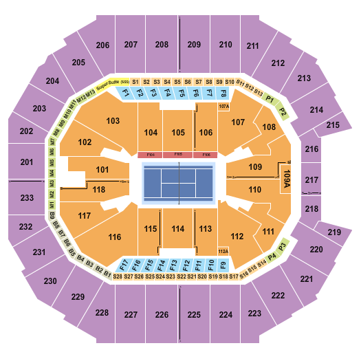 Spectrum Center Seating Chart: Tennis 2