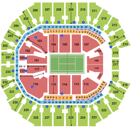 Spectrum Center Seating Chart: Tennis 1