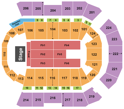Spokane Arena Seating Chart: Endstage Front 2