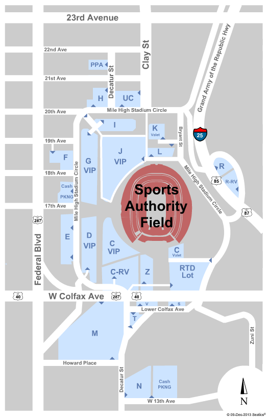 Empower Field At Mile High Parking Lots Seating Chart: Parking