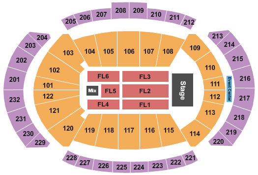T-Mobile Center Seating Chart: End Stage