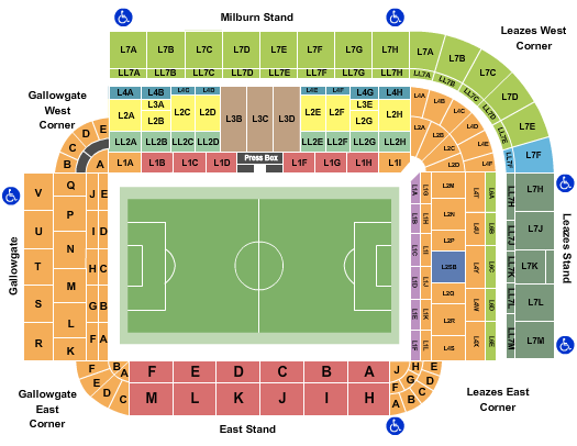 St James' Park Seating Chart: Soccer - Static