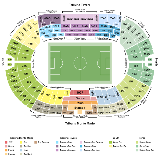 Stadio Olimpico - Rome Seating Chart: Soccer - Static