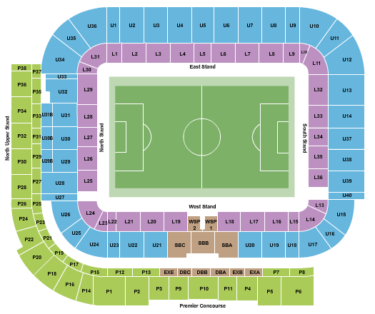 Stadium of Light Seating Chart: Soccer - Static