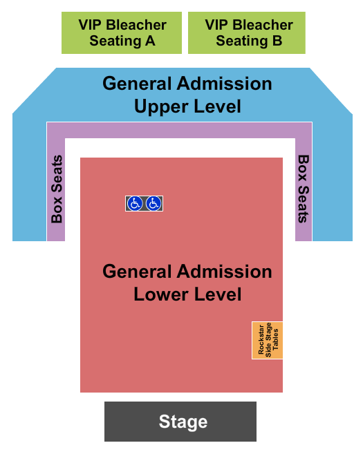 Stage AE Seating Chart: GA Floor/VIP Bleachers