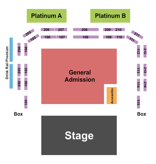 Stage AE Seating Chart: GA Platinum New Boxes