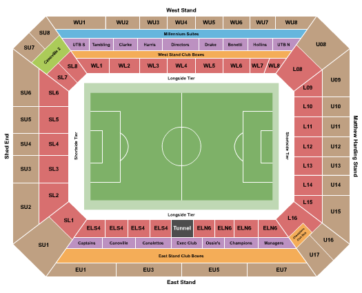 Stamford Bridge Seating Chart: Soccer - Static