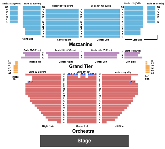 Stamford Center For The Arts - Palace Theatre Seating Chart: Endstage - No Pit