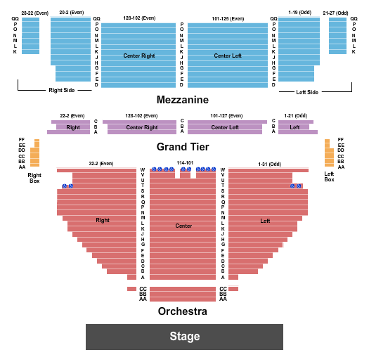 Stamford Center For The Arts - Palace Theatre Seating Chart: Endstage No Pit - AA Start