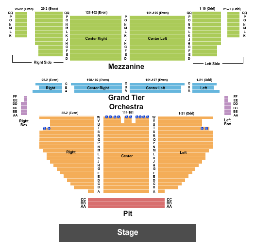 Stamford Center For The Arts - Palace Theatre Seating Chart: Endstage Pit