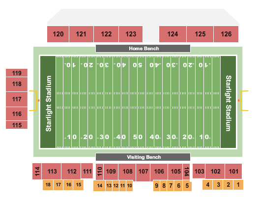 Starlight Stadium Seating Chart: Football 2