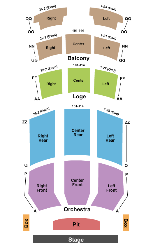 State Theatre - Easton Seating Chart: End Stage
