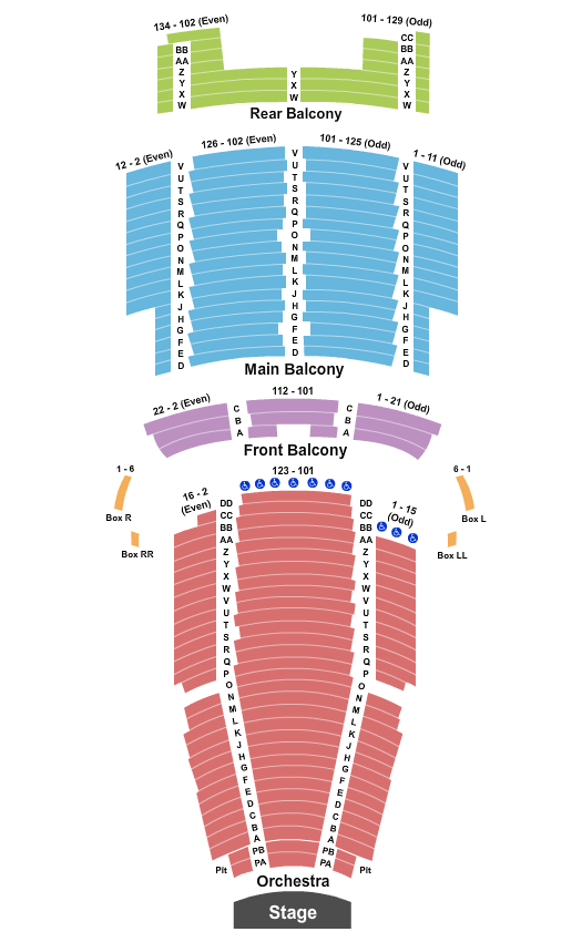State Theatre - New Jersey Seating Chart: End Stage