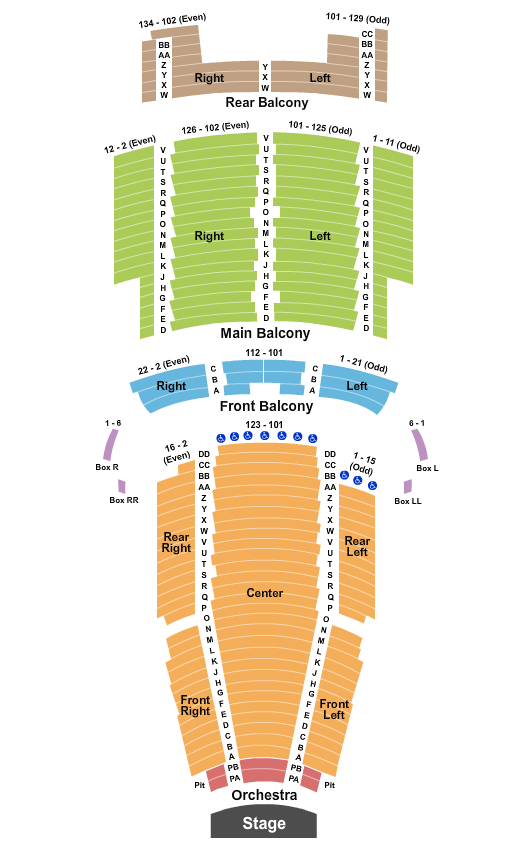 State Theatre - New Jersey Seating Chart: End Stage