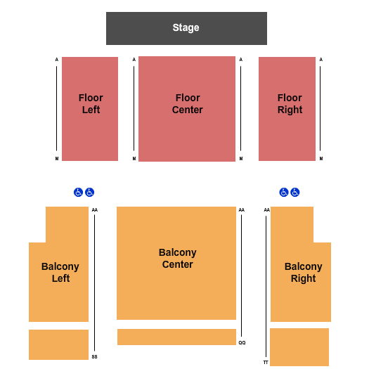 State Theatre for the Arts Seating Chart: Endstage 2