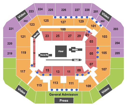 Stephen C. O'Connell Center Seating Chart: Gymnastics 2