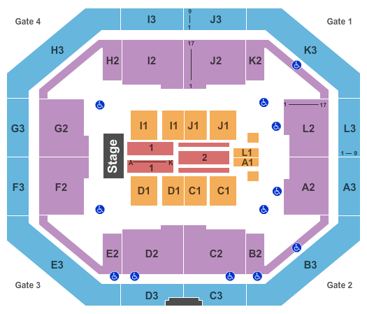 Exactech Arena at The Stephen C. O'Connell Center Seating Chart: End Stage