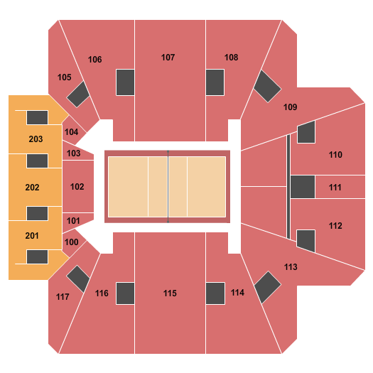 Strahan Arena at the University Events Center Seating Chart: Volleyball