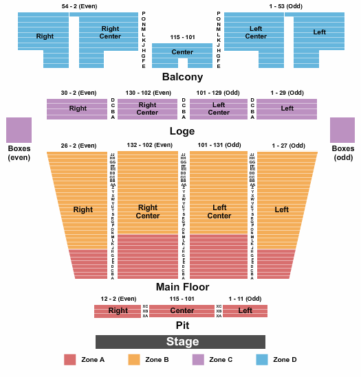 Stranahan Theater Seating Chart: Endstage Int Zone
