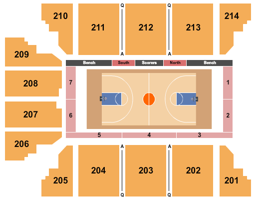 Stride Bank Center Seating Chart: Basketball - RSV Floor & GA