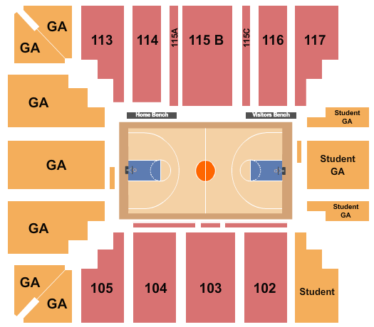 Stroh Center Seating Chart: Basketball - Women