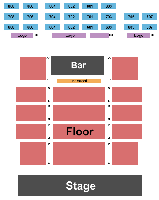 Suffolk Theater Seating Chart: Endstage Loge Tables Only