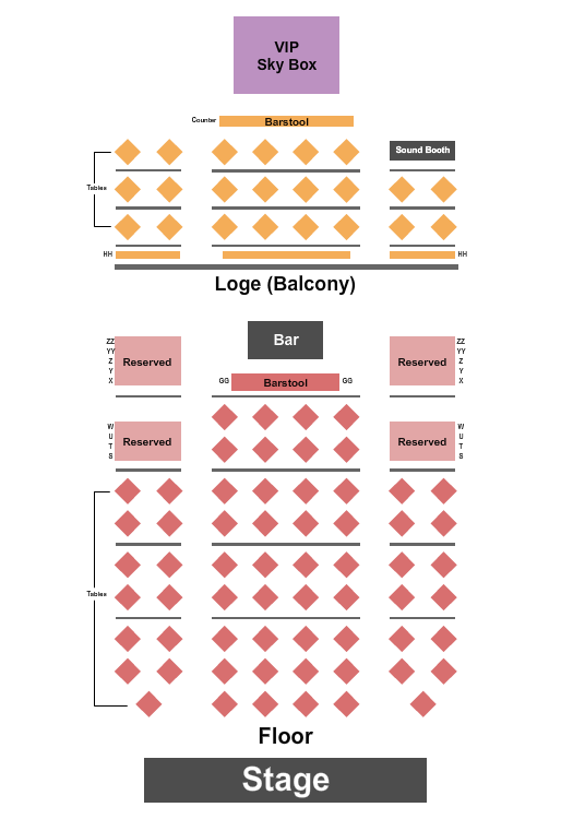 Suffolk Theater Seating Chart: Endstage Tables/Rsvd Floor