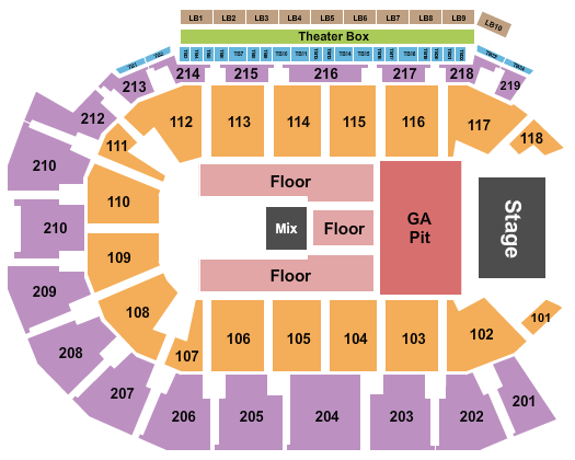 Summit Arena at The Monument Seating Chart: Endstage GA Half House Pit