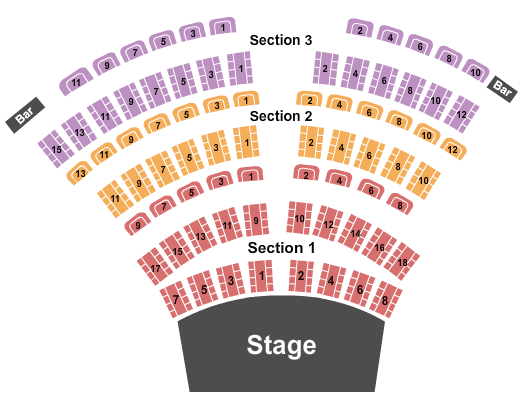 Suncoast Hotel & Casino - Showroom Seating Chart: Tables and Booths