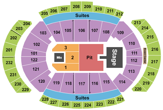T-Mobile Center Seating Chart: Endstage GA Pit w/ Catwalk