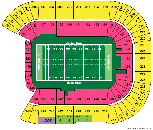 TCF Bank Stadium Seating Chart
