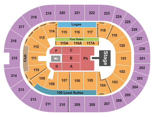 TD Coliseum Seating Chart: Endstage Pit w/ Catwalk