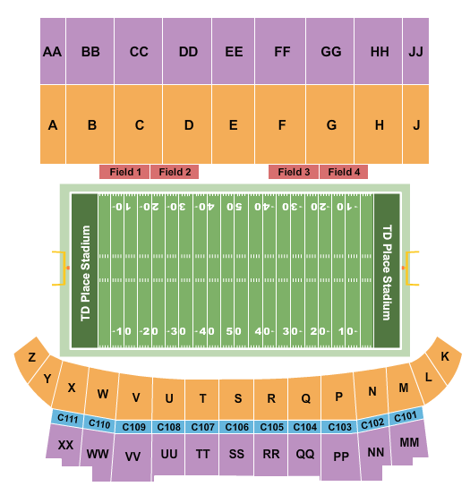 TD Place Stadium Seating Chart: Football