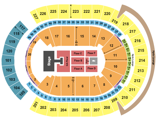 T-Mobile Arena Seating Chart: Endstage GA Pit w/ Catwalk