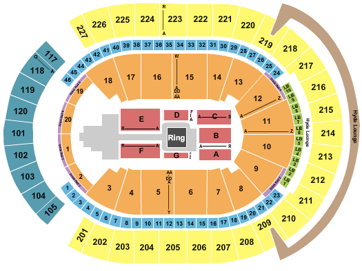T-Mobile Arena Seating Chart: WWE 2